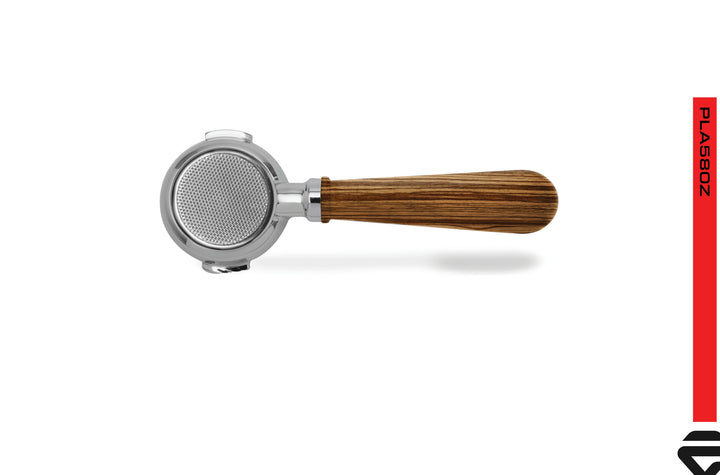 Lelit PLA580Z — bottomless portafilter with zebrano handle, view 1